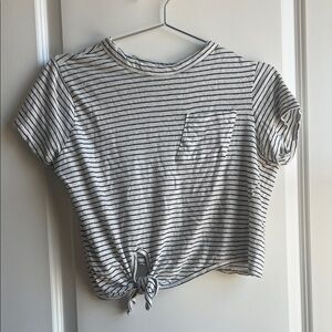 Olivaceous Black and White Striped Crop Top